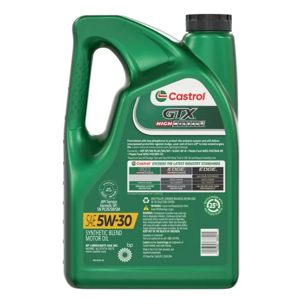 Castrol GTX High Mileage 5W-30 Synthetic Blend Motor Oil, 5 Quarts — изображение 2