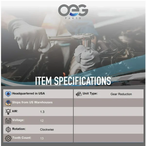 OEG Parts New 12V Starter Motor — изображение 2