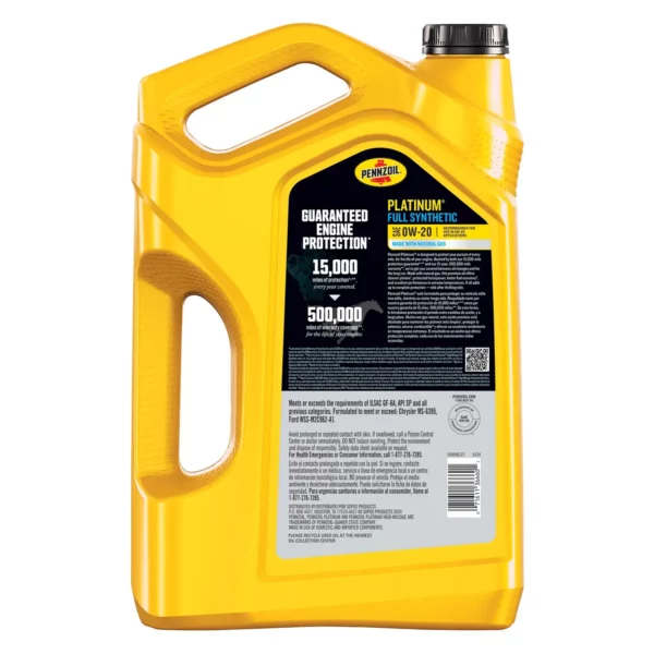 Pennzoil Platinum Full Synthetic 0W-20 Motor Oil, 5 Quart — изображение 2
