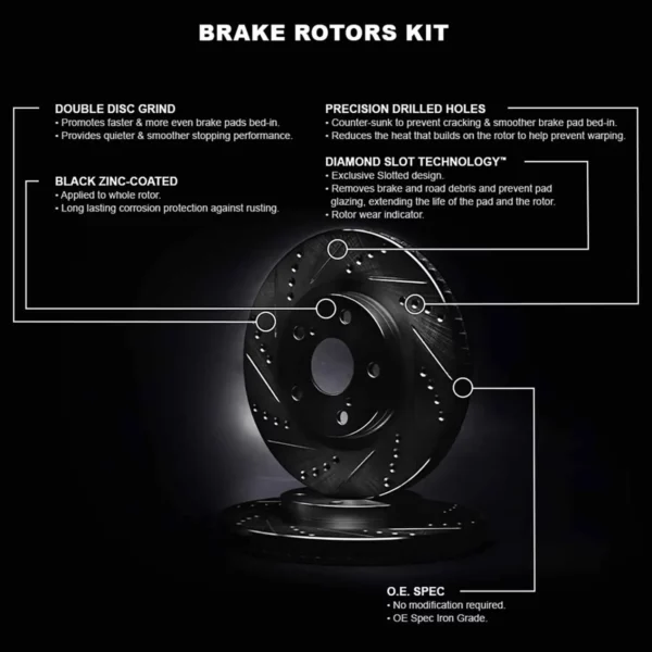 R1 Concepts Front Brake Rotor Kit _Brake Rotors_ Brake Disc _Drilled and Slotted WHPN1-11006 — изображение 2