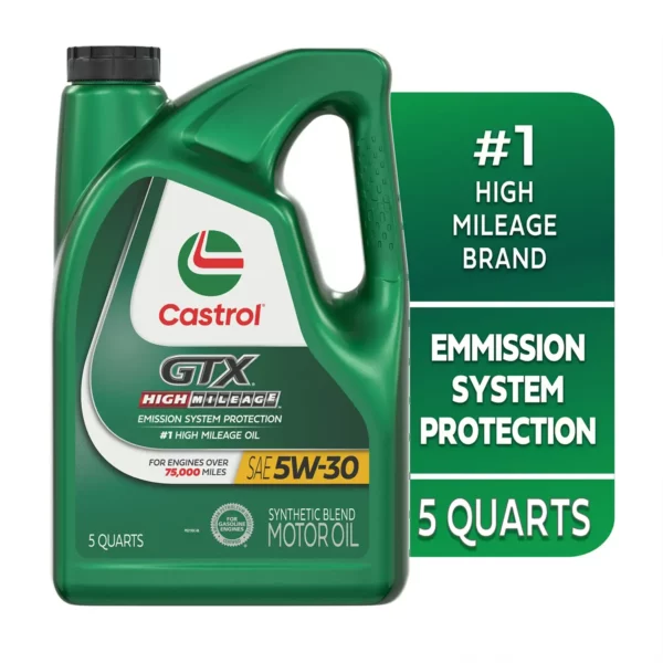 Castrol GTX High Mileage 5W-30 Synthetic Blend Motor Oil, 5 Quarts — изображение 3